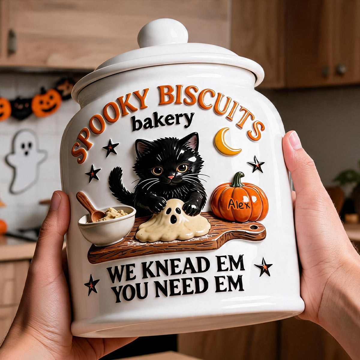 Cat Halloween - Personalized Baking Cookie Jar