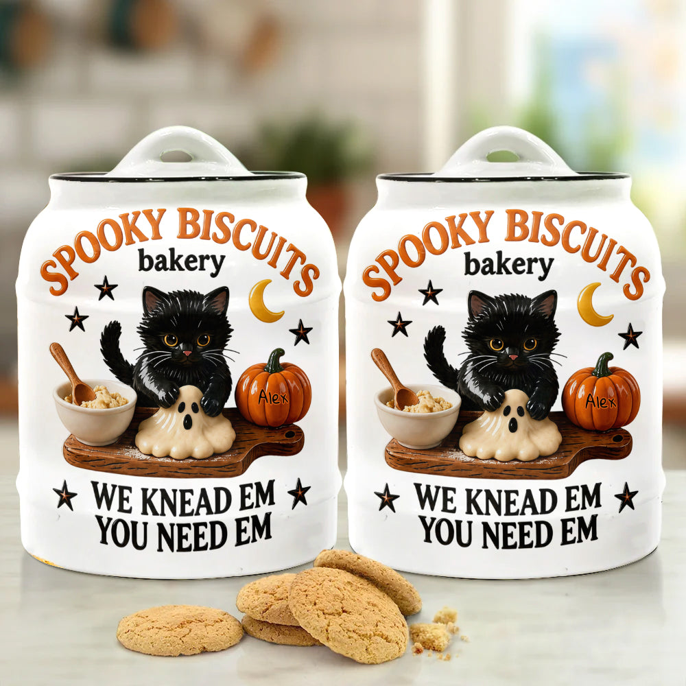 Cat Halloween - Personalized Baking Cookie Jar