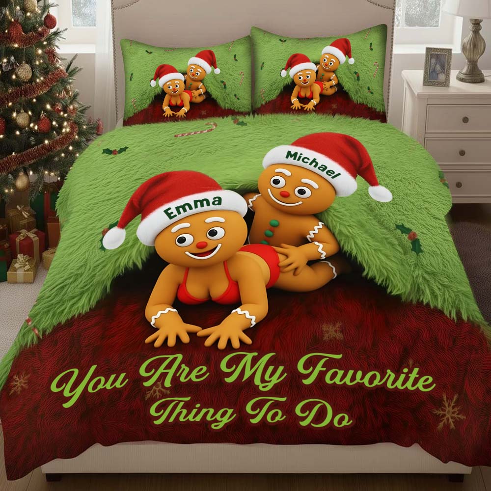 My Favorite Thing To Do This Christmas - Personalized Couple Bedding Set