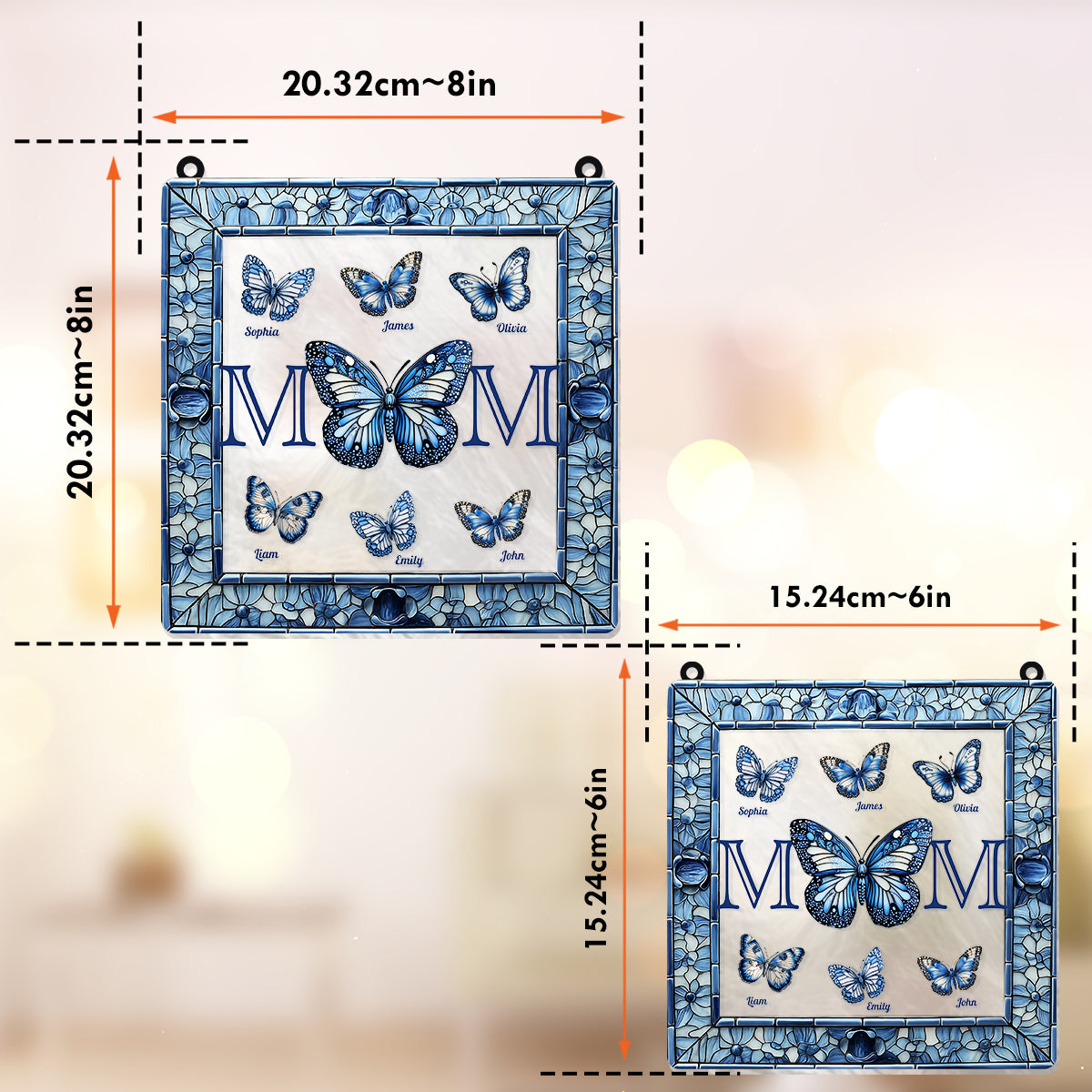 Toile de Jouy Butterfly Mother's Day Gift - Personalized Mother Window Hanging Suncatcher Ornament