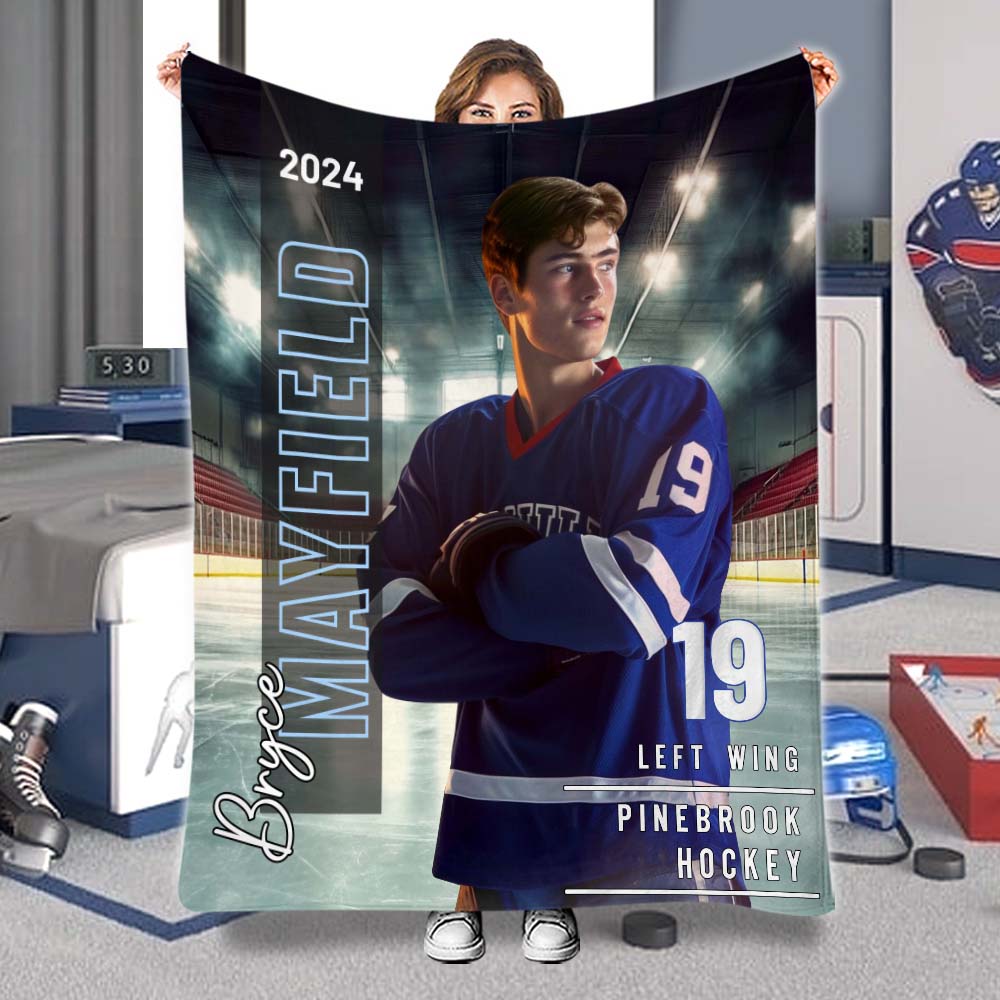Beliebiges Foto, Name, Schule... - Personalisierte Hockeydecke