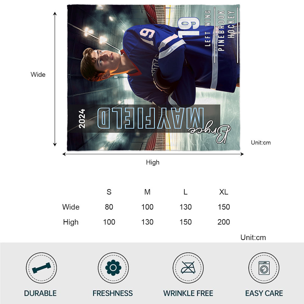 Beliebiges Foto, Name, Schule... - Personalisierte Hockeydecke