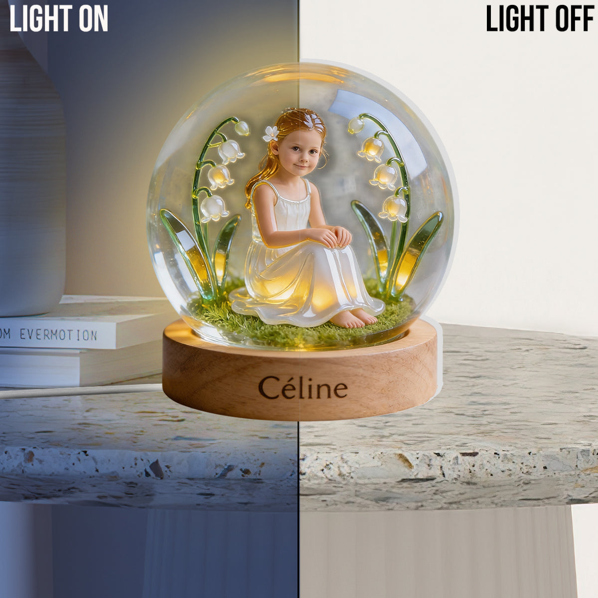 Veilleuse LED acrylique personnalisée avec photo et fleur de naissance - Veilleuse LED acrylique - Un cadeau d'amour-propre unique