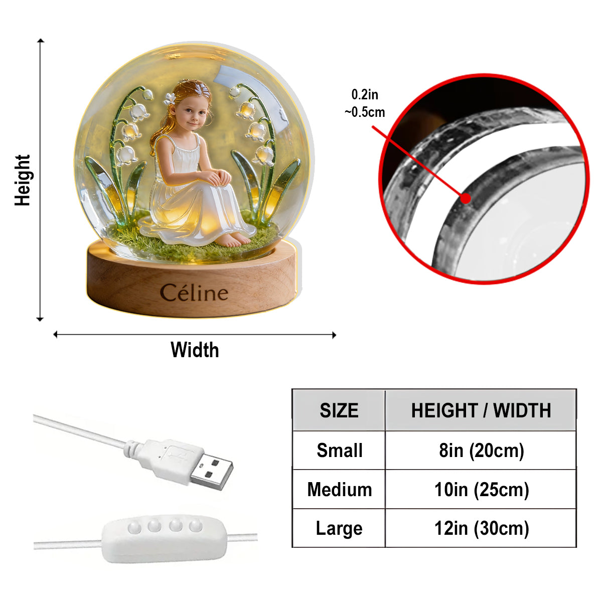 Veilleuse LED acrylique personnalisée avec photo et fleur de naissance - Veilleuse LED acrylique - Un cadeau d'amour-propre unique