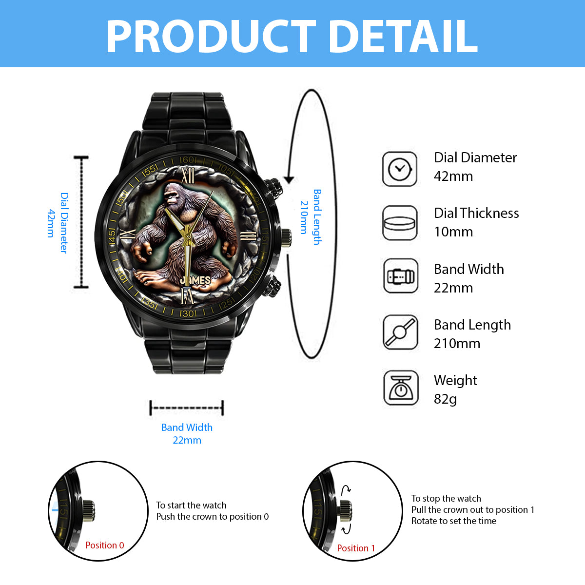 Créature mystique - Montre-bracelet Bigfoot personnalisée