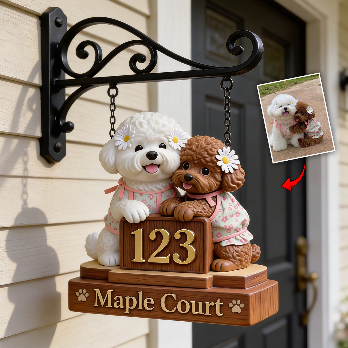 Hund Adresse Eingangsschild - Personalisierbares Hund Holz Wandschild