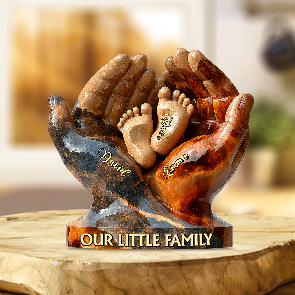 Unsere kleine Familie – Personalisierte Acrylplakette in individueller Familienform