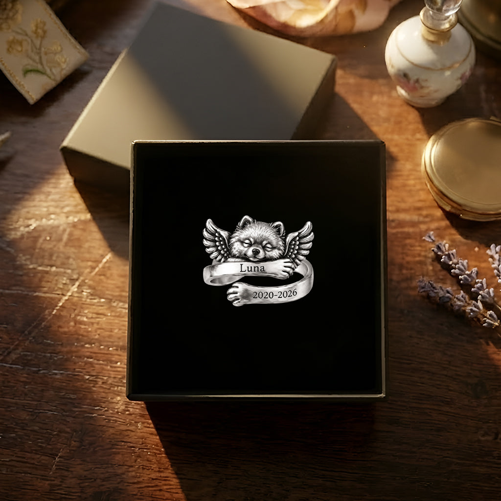 I Will Carry You With Me Until We See Again - Personalized Dog Adjustable Shaped Ring