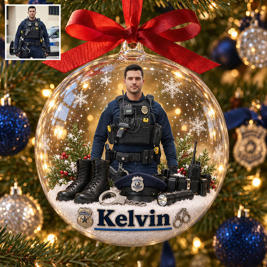 Joyeux Noël - Boule en Acrylique Personnalisée de Policier