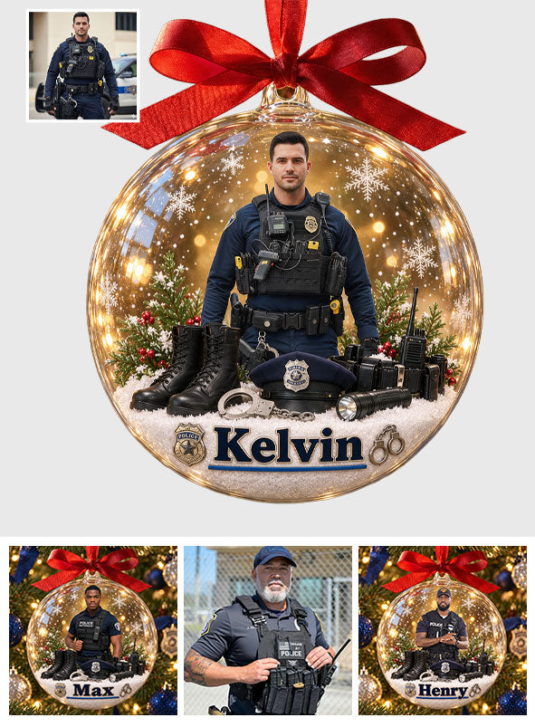 Frohe Weihnachten - Personalisierte Polizeibeamte Acryl Kugel Ornament