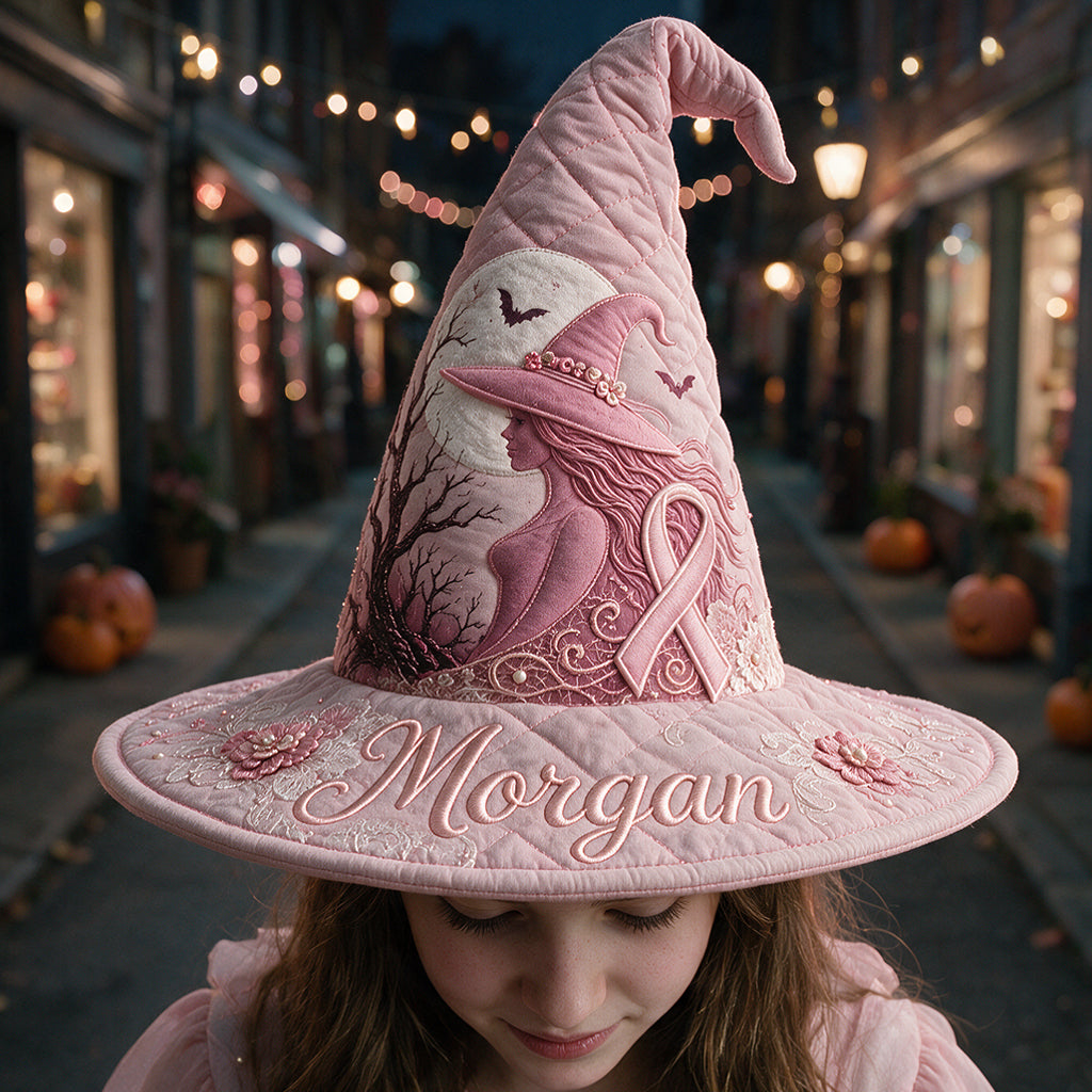 Pink Witch - Personalized Breast Cancer Awareness Quilt Witch Hat