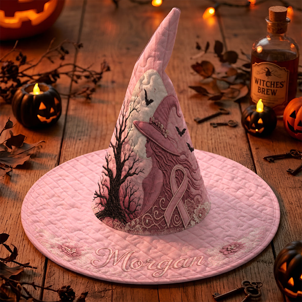 Pink Witch - Personalized Breast Cancer Awareness Quilt Witch Hat