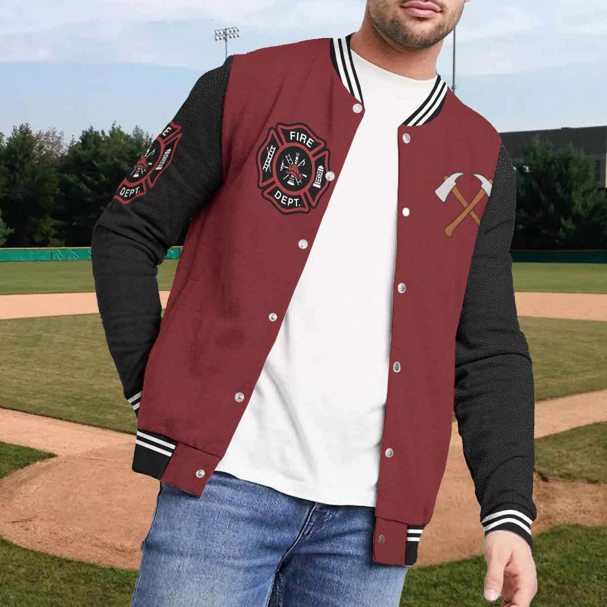 Veste personnalisée avec initiales pour pompier - Veste universitaire personnalisée pour pompier