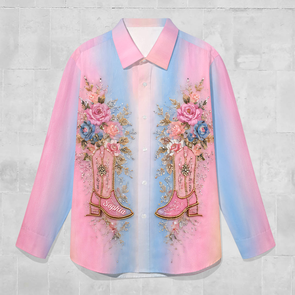 Cowgirl Siprit - Personalized Cowgirl Button-Up Shirt