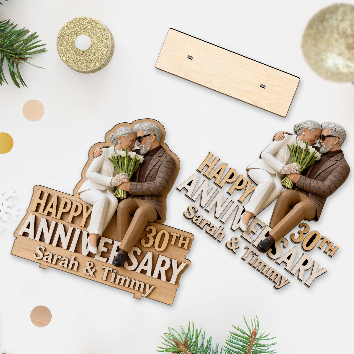 Jubiläumsgeschenk - Personalisierte Paar 2-lagig Freistehend