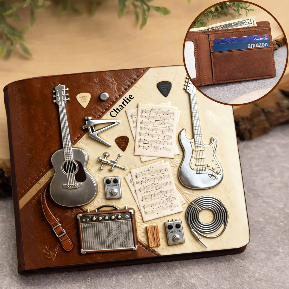 Gitarrist – Personalisierte Gitarren-Ledergeldbörse
