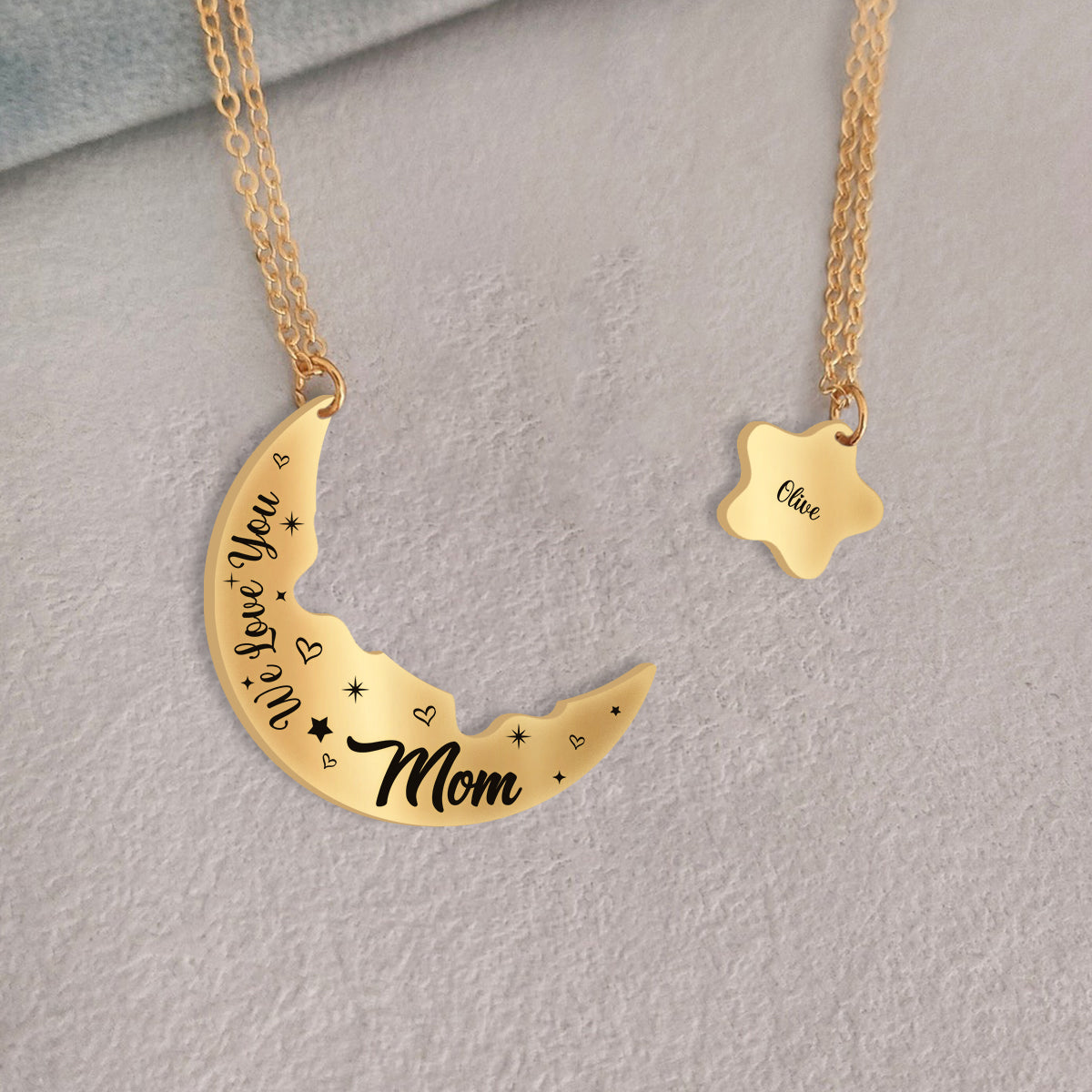 Love You To The Moon And Back - Personalized Mother Matching Pendant Necklace