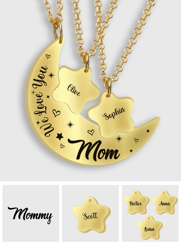 Love You To The Moon And Back - Personalized Mother Matching Pendant Necklace