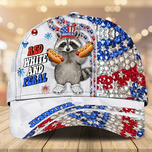 Casquette classique personnalisée rouge, blanche et sauvage pour la fête nationale américaine/le 4 juillet