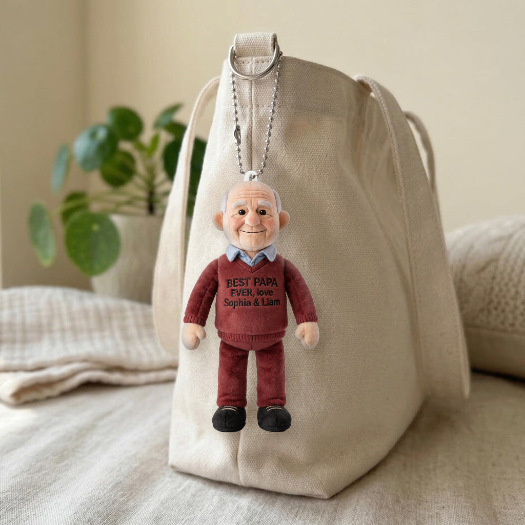 Personalisierter Vater Plüsch Schlüsselanhänger - Foto nach Wahl