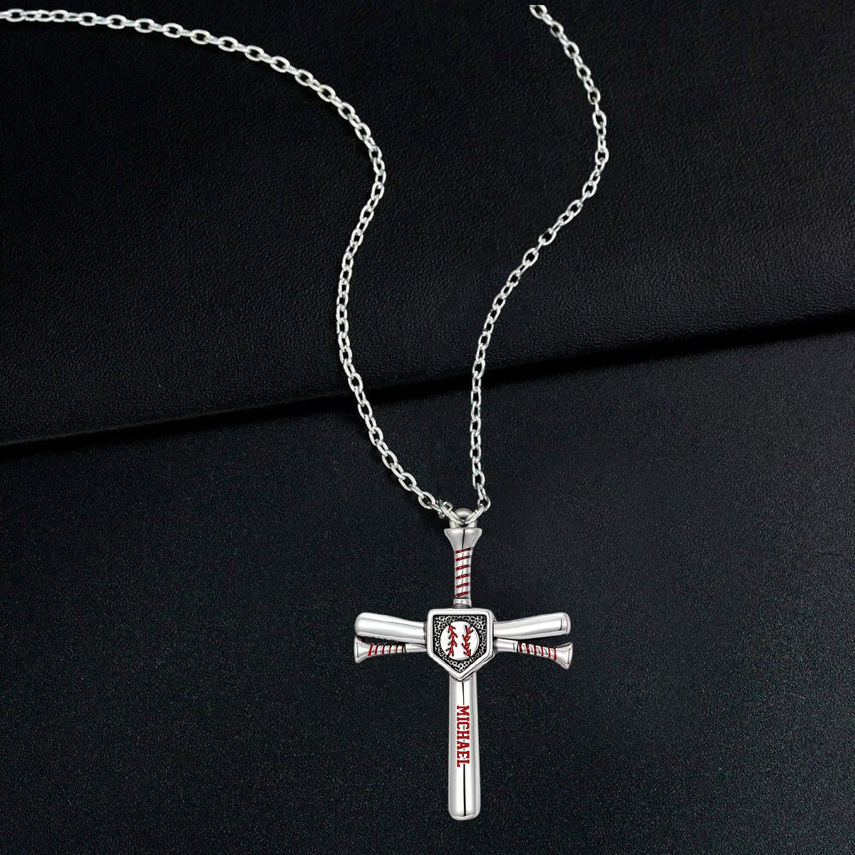 Love God, Play Baseball - Personalized Baseball Shaped Metal Pendant Necklace