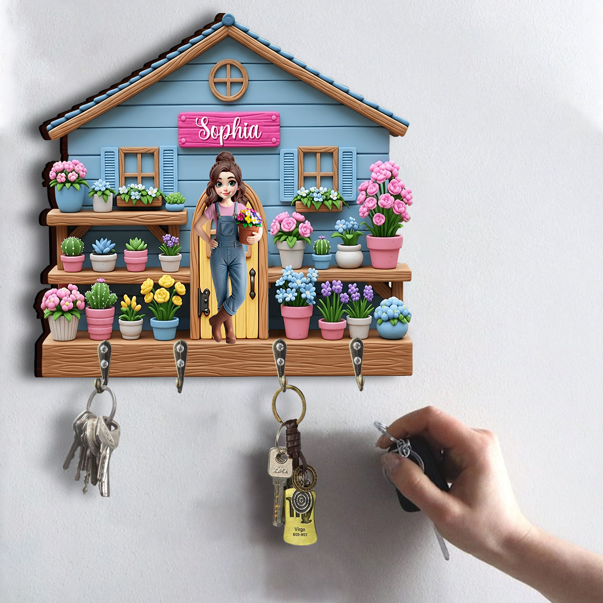 Willkommen in meinem Garten – Personalisierter, individuell geformter Schlüsselhalter für Gartenartikel