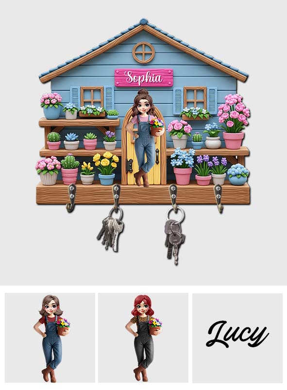 Willkommen in meinem Garten – Personalisierter, individuell geformter Schlüsselhalter für Gartenartikel