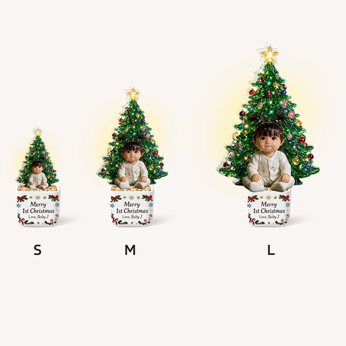 Petit Noël - Pot en céramique LED personnalisé pour enfant