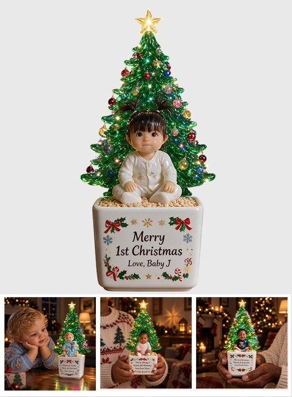 Petit Noël - Pot en céramique LED personnalisé pour enfant