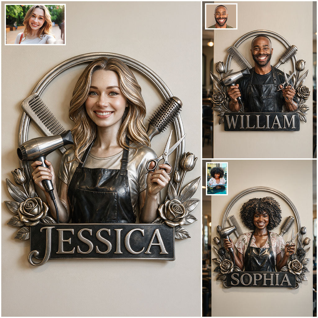 Friseur - Personalisierte 3D-gedruckte Metallschild für Friseure