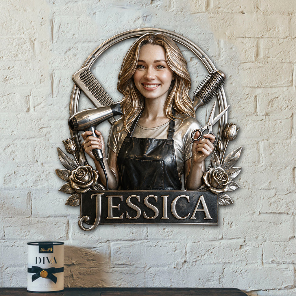 Friseur - Personalisierte 3D-gedruckte Metallschild für Friseure