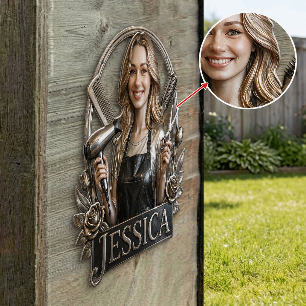 Friseur - Personalisierte 3D-gedruckte Metallschild für Friseure