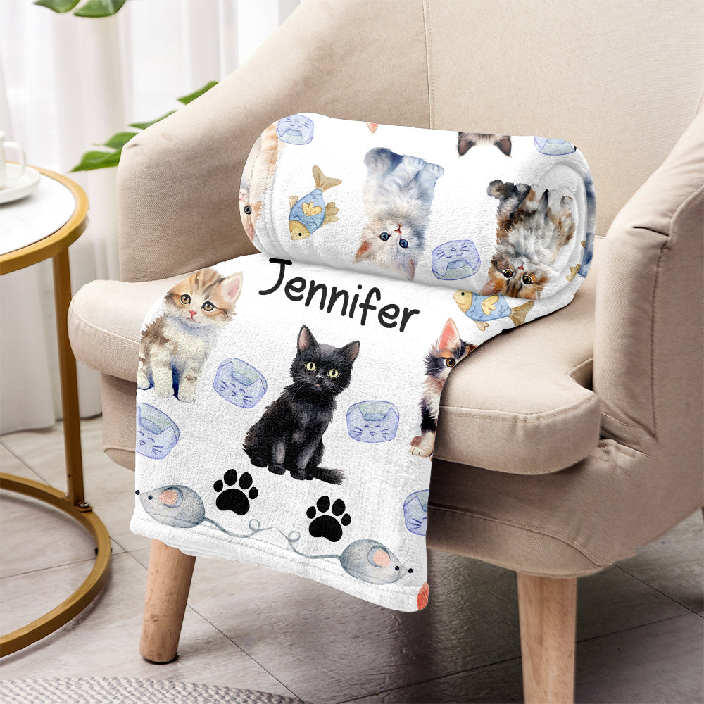 Das Leben ist schöner mit Katzen – personalisierte Katzendecke