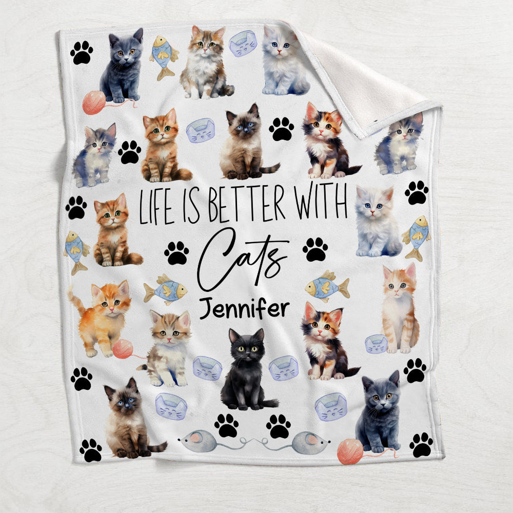 Das Leben ist schöner mit Katzen – personalisierte Katzendecke