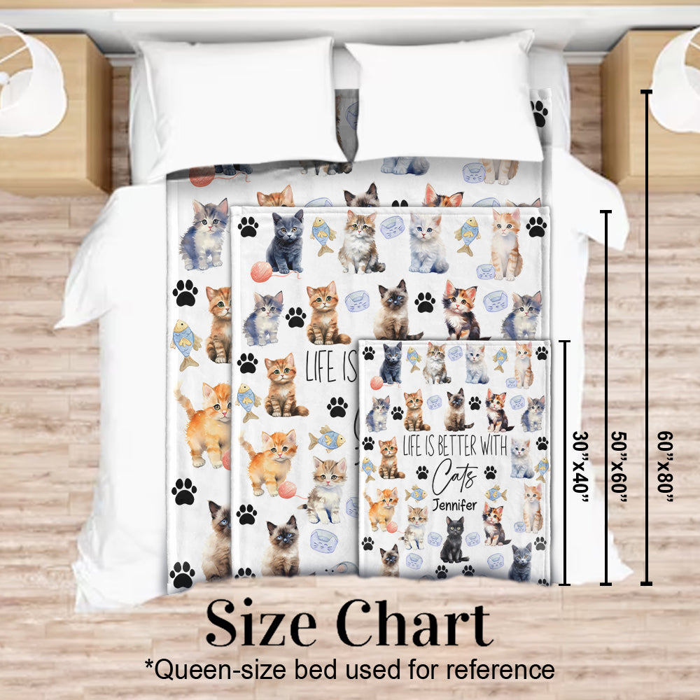 Das Leben ist schöner mit Katzen – personalisierte Katzendecke