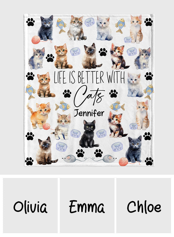 Das Leben ist schöner mit Katzen – personalisierte Katzendecke