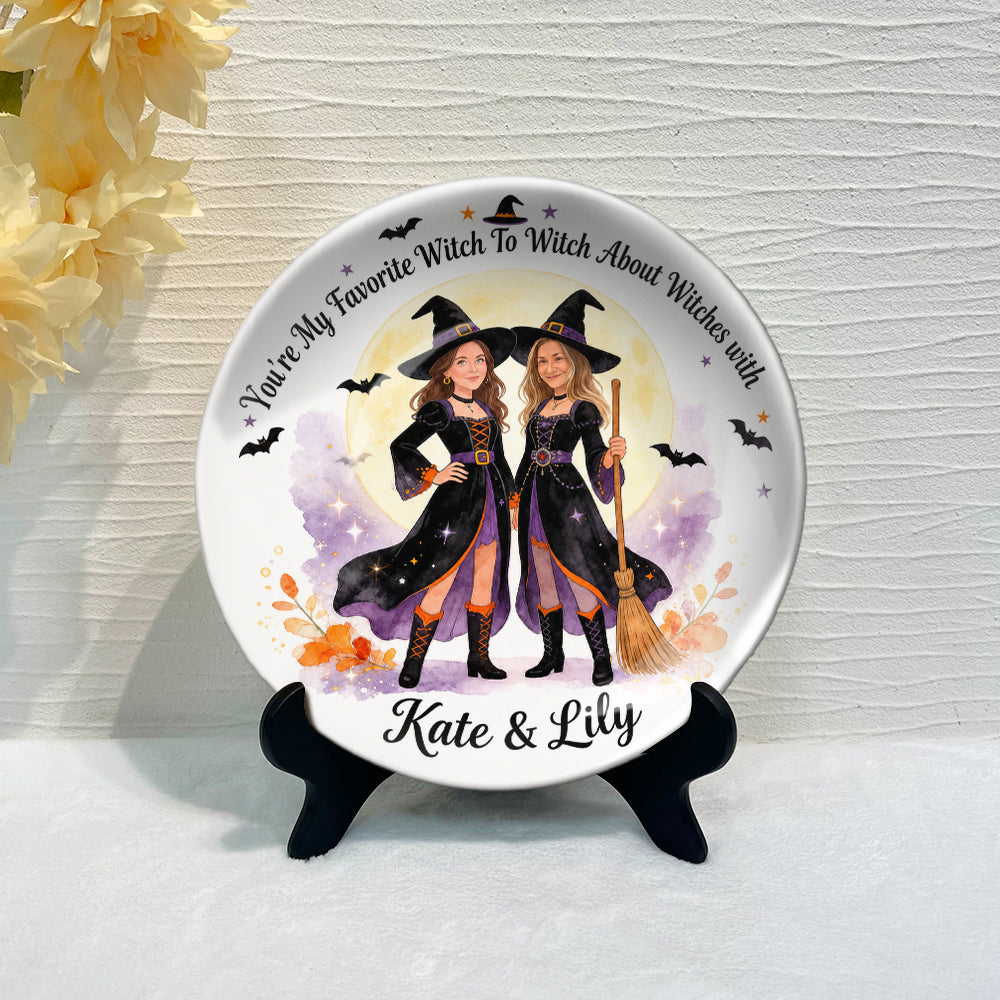 Witch Besties - Personalized Witch Ceramic Round Plate