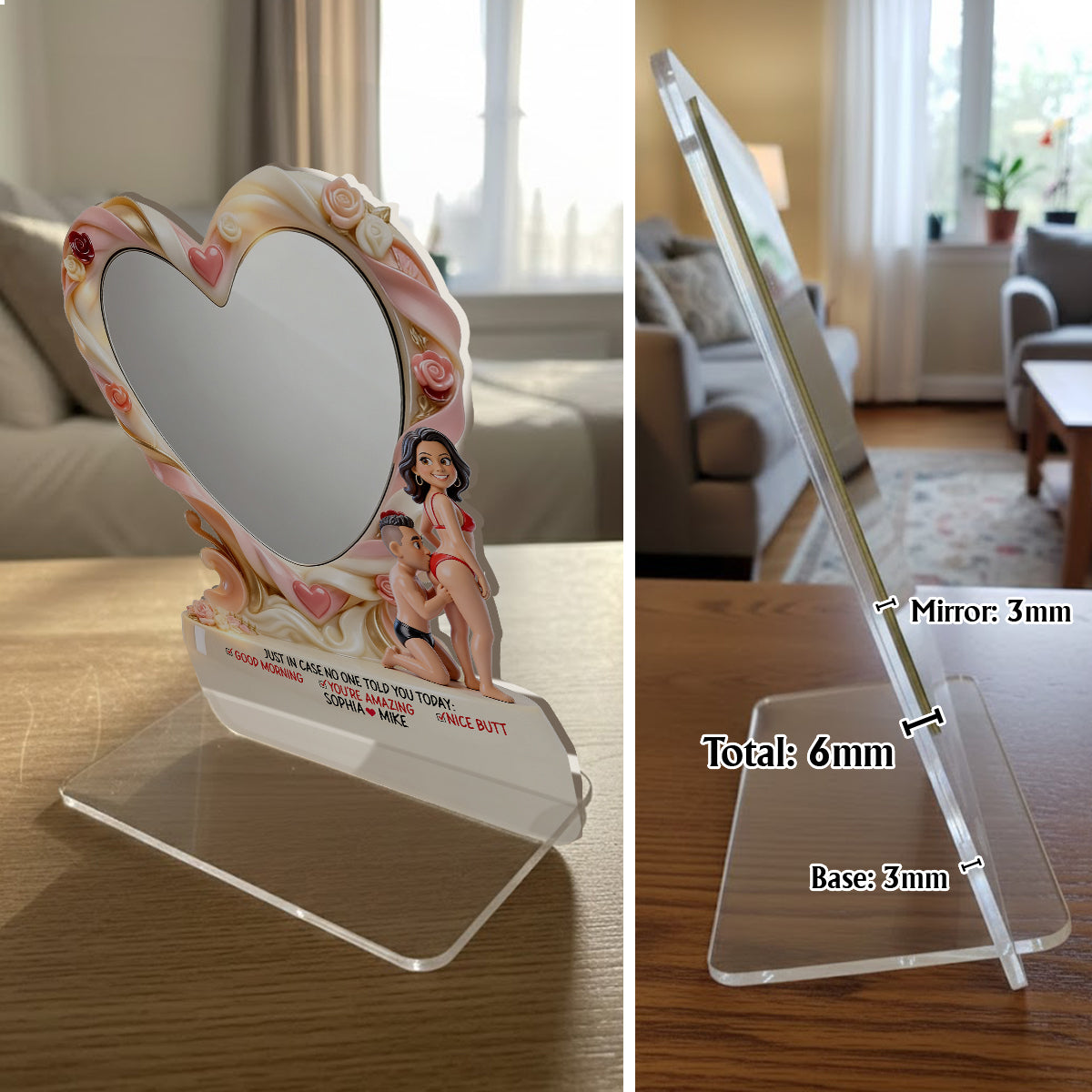 Nice Butt - Personalized Couple Desk Mirror