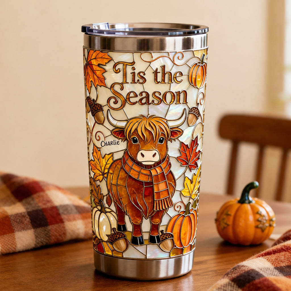 Tis The Season - Personalized Highland Cow Tumbler