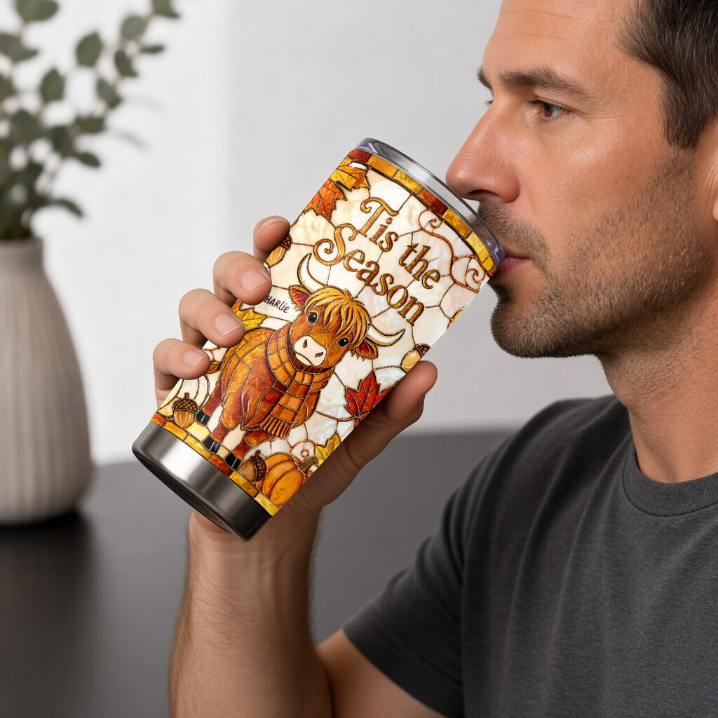 Tis The Season - Personalized Highland Cow Tumbler