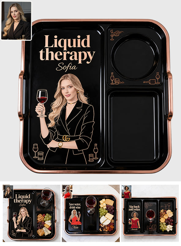 Détente avec du Vin - Plateau à Vin Personnalisé