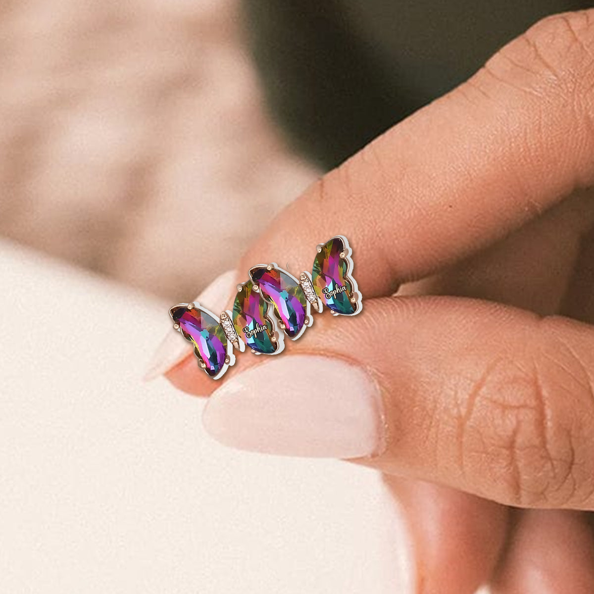 Schweb wie ein Schmetterling – Personalisierte Schmetterlings-Ohrstecker