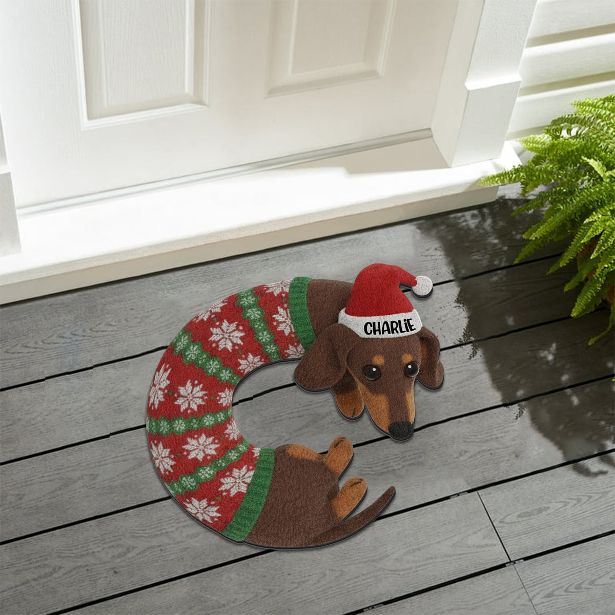 Niedlicher Dackel-Weihnachtsbaumrock – personalisierter, rutschfester Dackel-Teppich