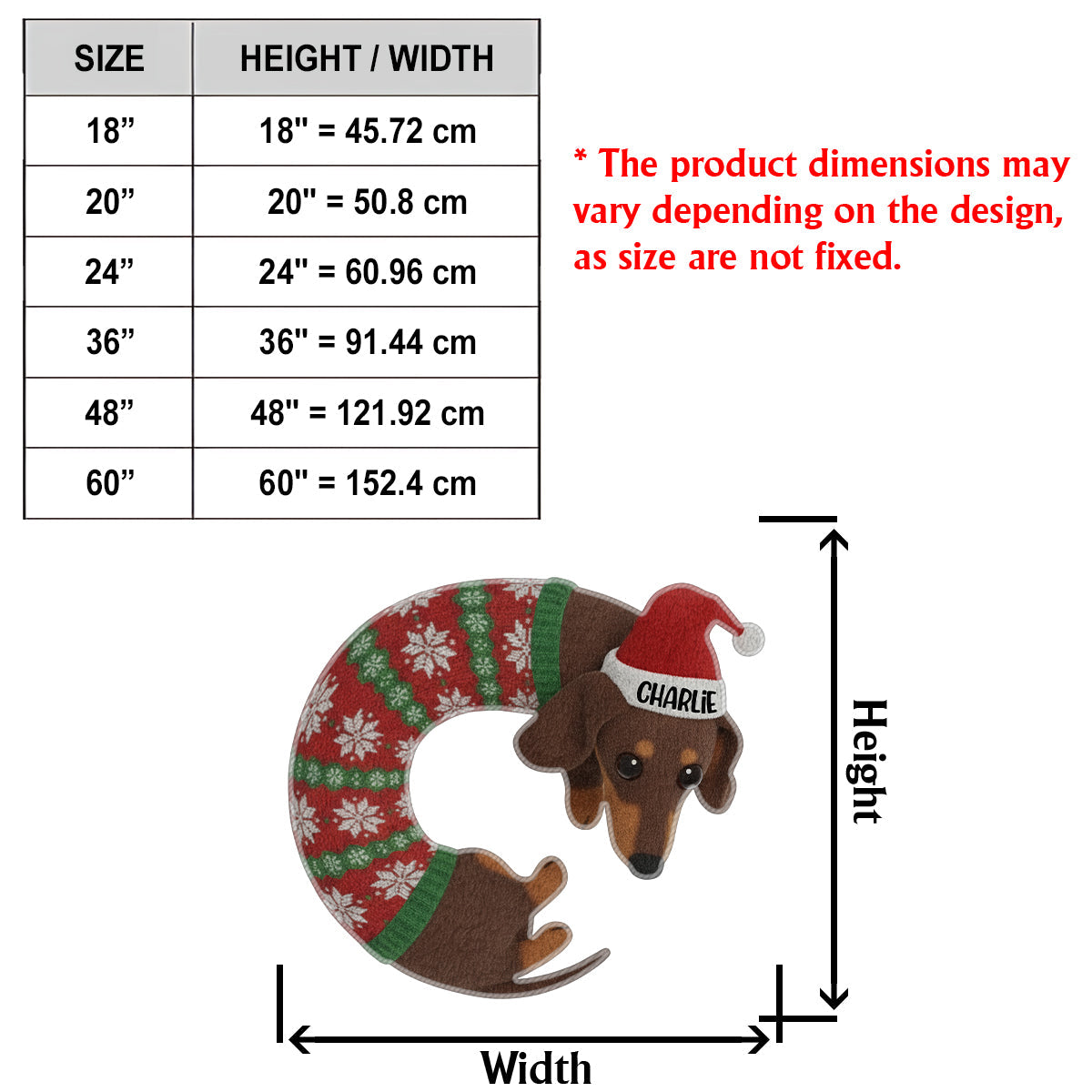 Niedlicher Dackel-Weihnachtsbaumrock – personalisierter, rutschfester Dackel-Teppich
