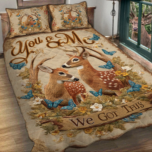 Du und ich, wir schaffen das – Personalisiertes Jagd-Quilt-Set