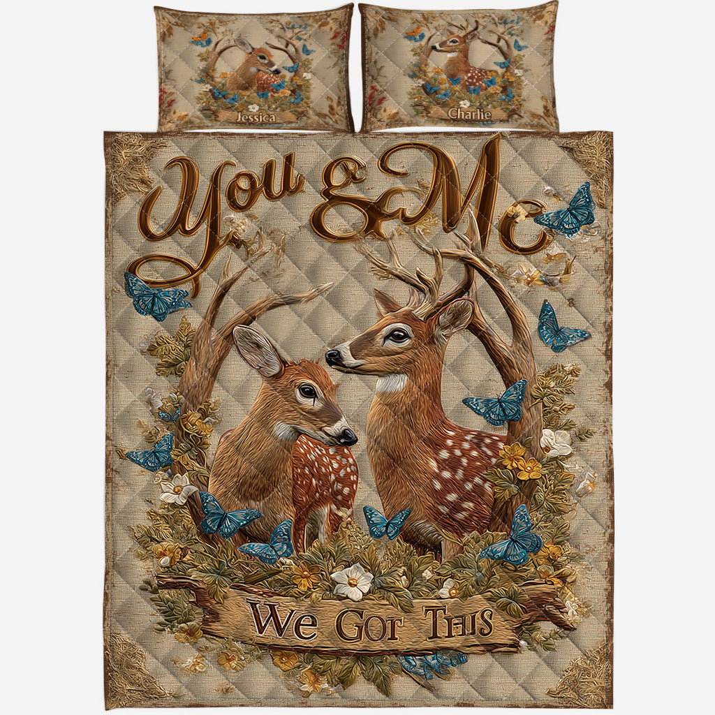 Du und ich, wir schaffen das – Personalisiertes Jagd-Quilt-Set