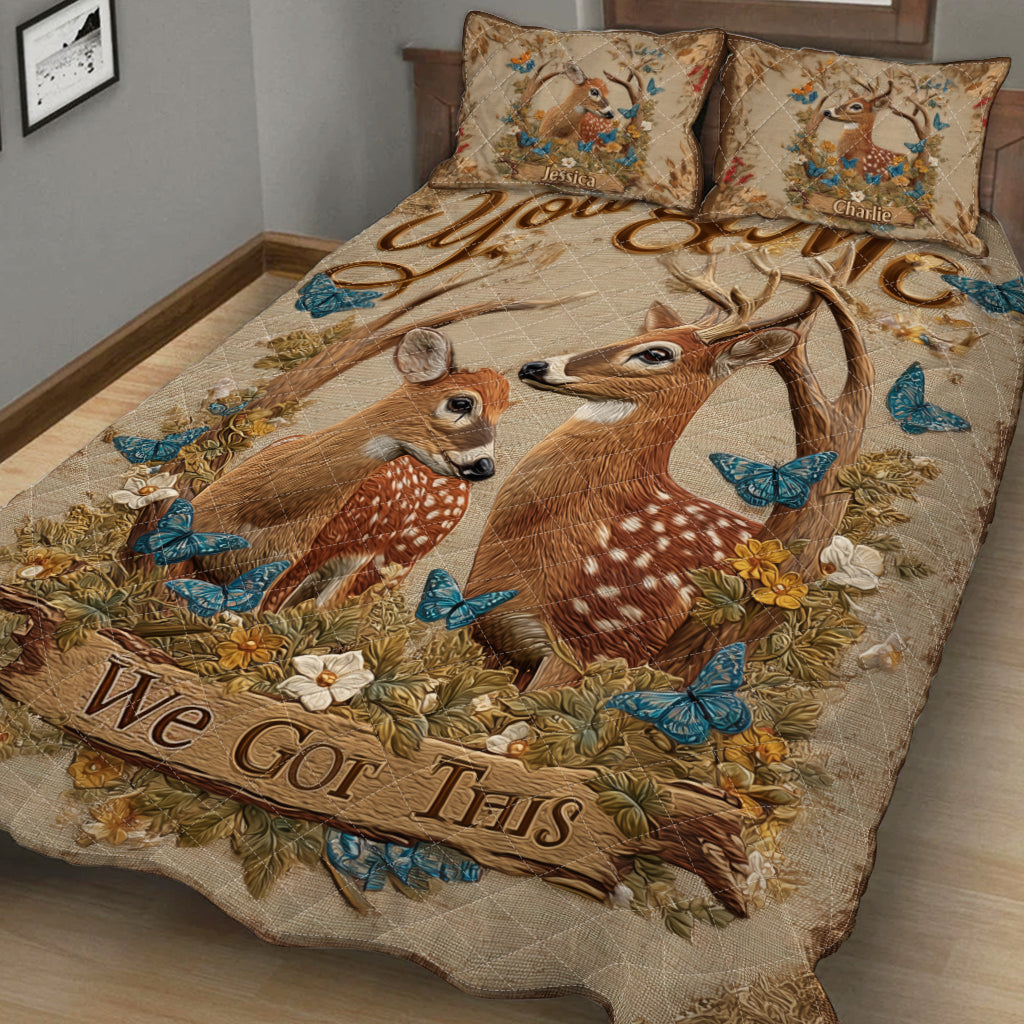 Du und ich, wir schaffen das – Personalisiertes Jagd-Quilt-Set