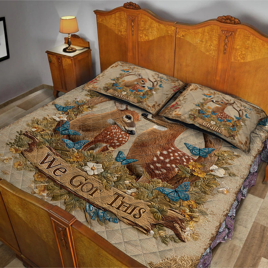 Du und ich, wir schaffen das – Personalisiertes Jagd-Quilt-Set