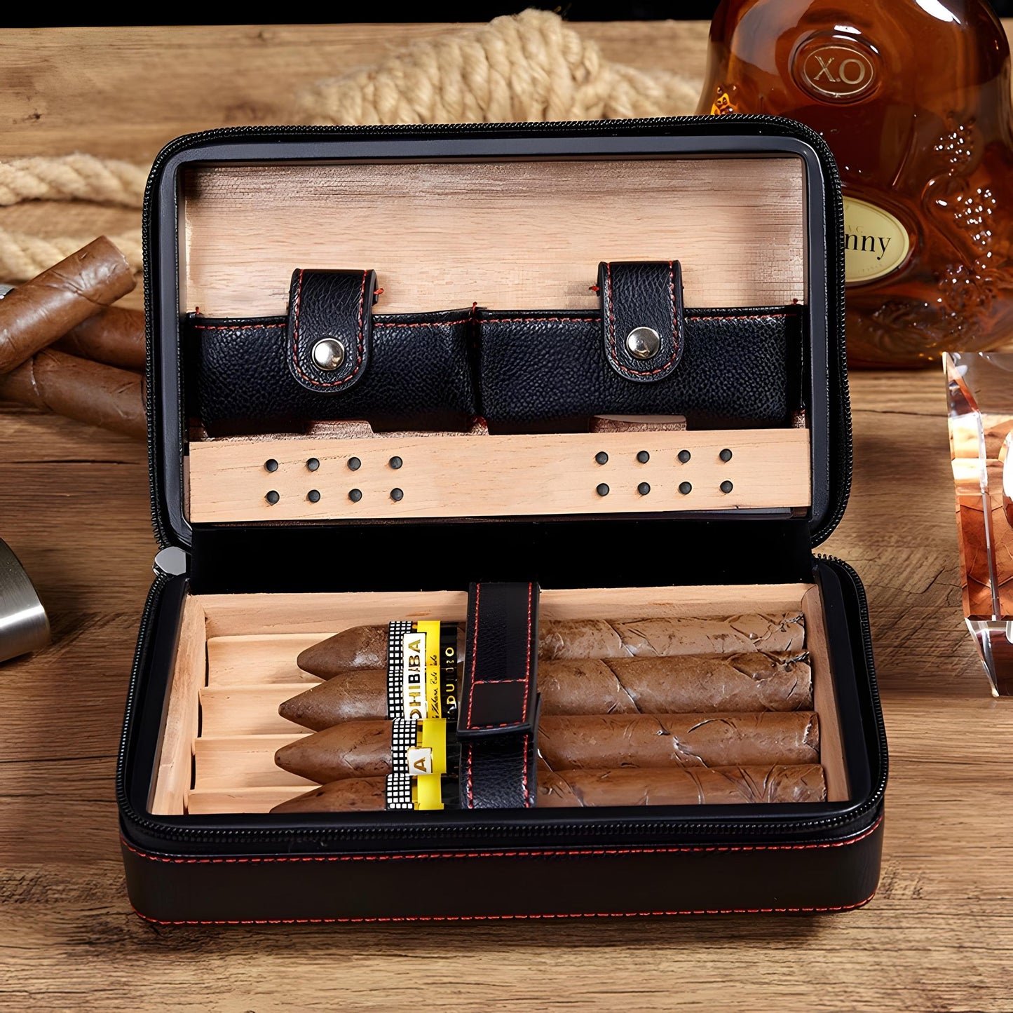 I Am US Veteran - Personalized Veteran Travel Cigar Humidor Case