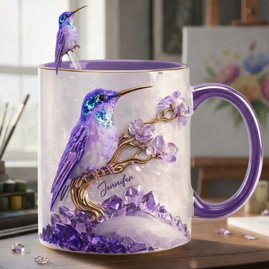 Atemberaubender Kolibri – Personalisierte Kolibri-Tasse mit Acryl-Rührstäbchen